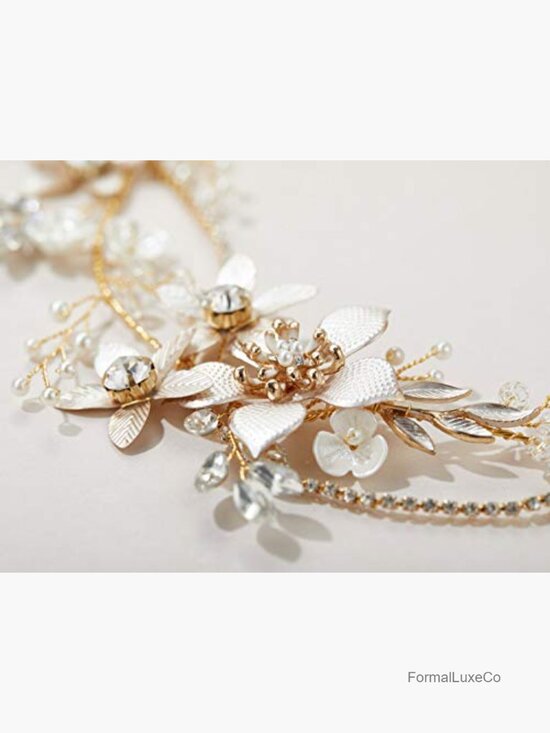 Bridal Flower Headband Hair Vine Crystal Headpiece for Wedding main image 5